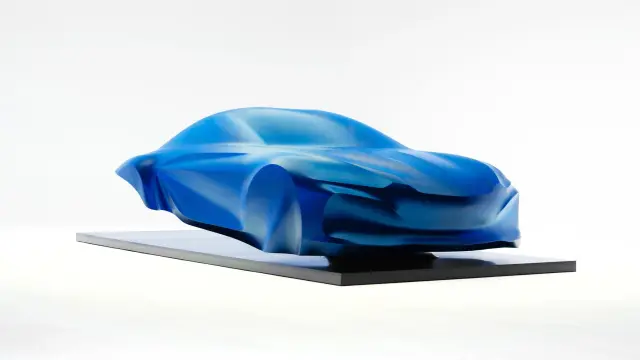Escultura del Alpine A110 eléctrico