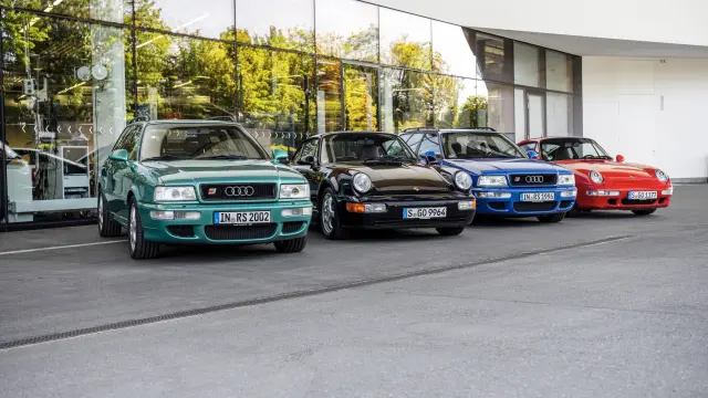 Audi RS2 con los Porsche 911 964 y 993