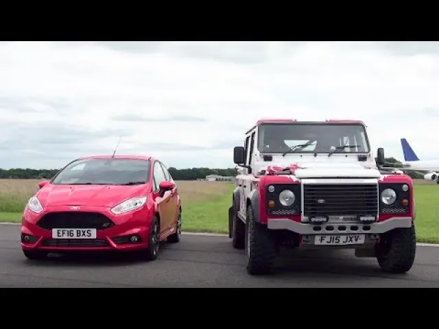 Bowler Defender V6 vs Ford Fiesta ST - Top Gear: Drag Races