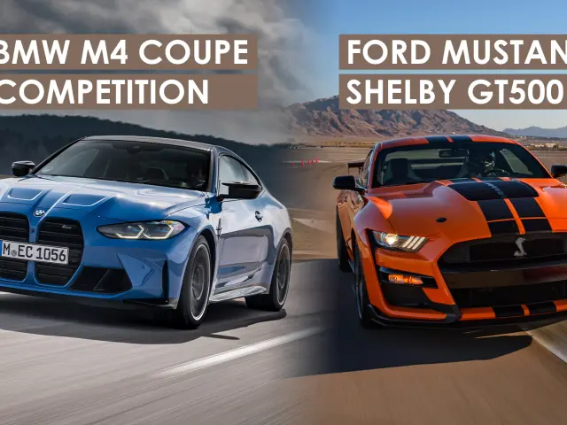 BMW M4 Coupé Competition G82 (izquierda) y Ford Mustang Shelby GT500 (derecha).