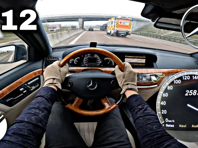 Mercedes-Benz S600 L V12 W221 TOP SPEED DRIVE ON GERMAN AUTOBAHN