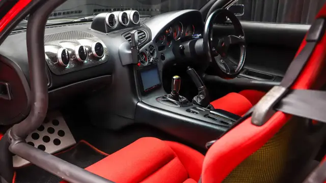 thumbnail image 2 of Black Leather Gear Shift & Handbrake Boot Set For Mazda RX-7 (1992-2002) - Red Embroidery - The Tuning-Shop 2 of 6
