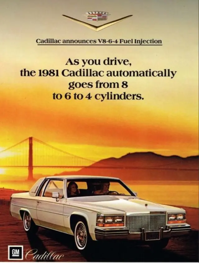 Anuncio del motor V8-6-4 de Cadillac
