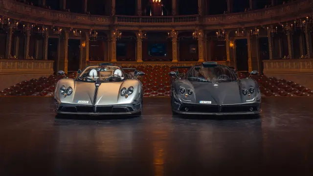 Los dos Pagani Zonda 760 RS en la sesión de fotos en la Ópera Nacional de Hungría