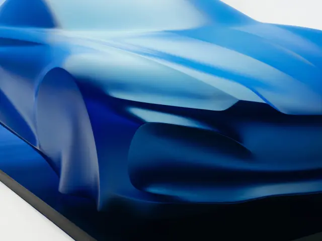 Escultura del Alpine A110 eléctrico